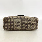 Fendi Handbag Zucchino Nylon Canvas Brown Silver — view 3