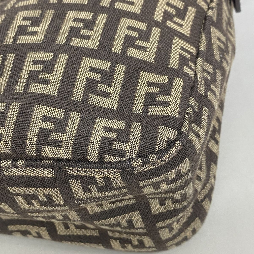 Fendi Handbag Zucchino Nylon Canvas Brown Silver — view 6