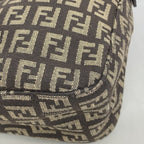 Fendi Handbag Zucchino Nylon Canvas Brown Silver — view 6