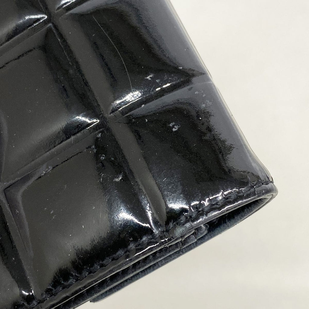 Chanel Coin Purse Choco Bar Patent Leather Black Silver — view 6