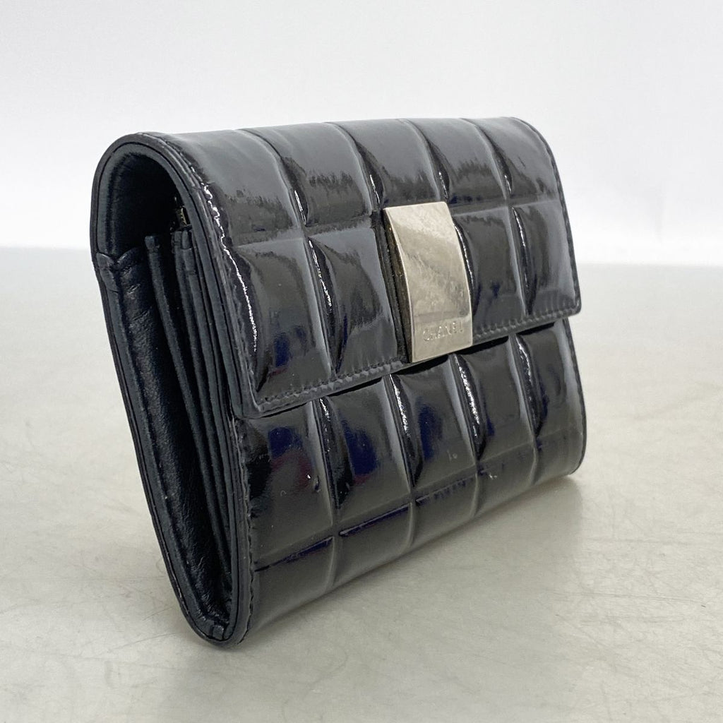 Chanel Coin Purse Choco Bar Patent Leather Black Silver — view 2
