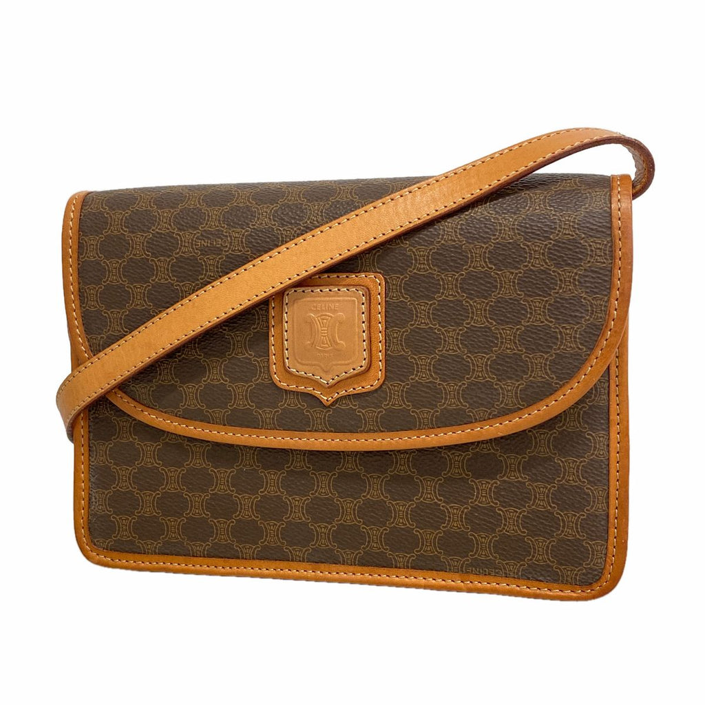 Celine Shoulder Bag Macadam Brown Gold