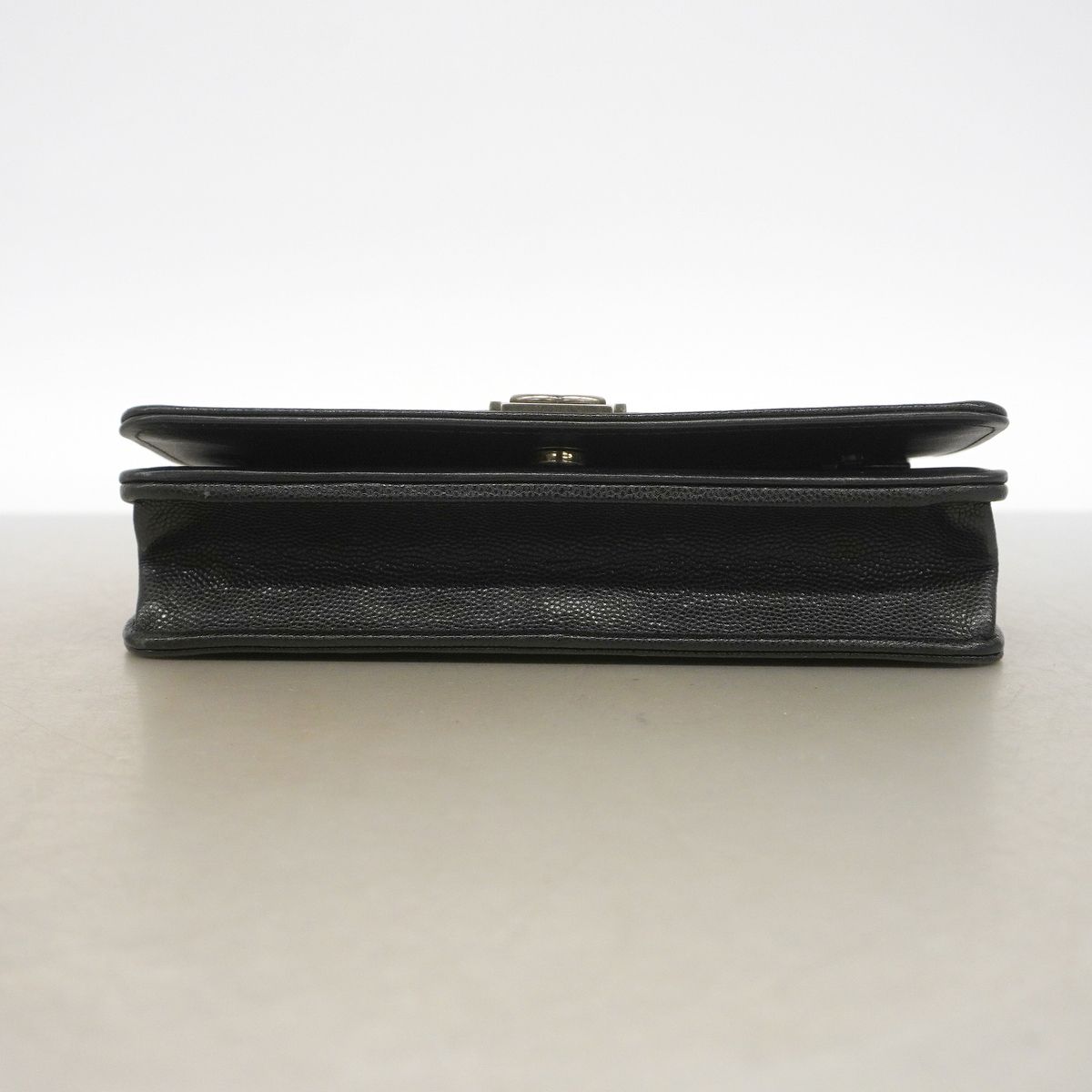 Chanel Wallet on Chain Boy Caviar Leather Black Silver Shoulder Bag — view 3