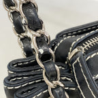 Chanel Shoulder Bag Lambskin Black Silver — view 8