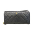 Chanel Wallet Quilted Caviar Leather Black Gold