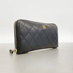 Chanel Wallet Quilted Caviar Leather Black Gold — view 2