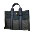 Hermes Handbag Fourre Tout PM Half Leather Canvas Black Silver