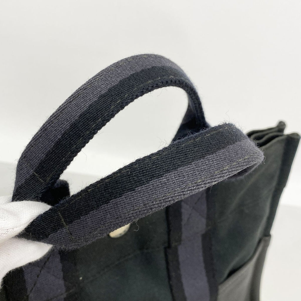Hermes Handbag Fourre Tout PM Half Leather Canvas Black Silver — view 8