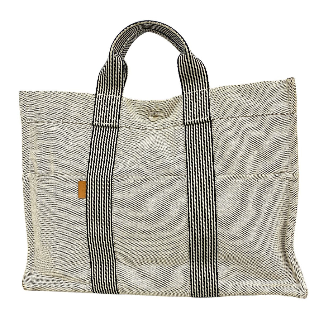 Hermes Tote New Fourre Tout MM Canvas Gray Silver