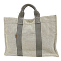 Hermes Tote New Fourre Tout MM Canvas Gray Silver