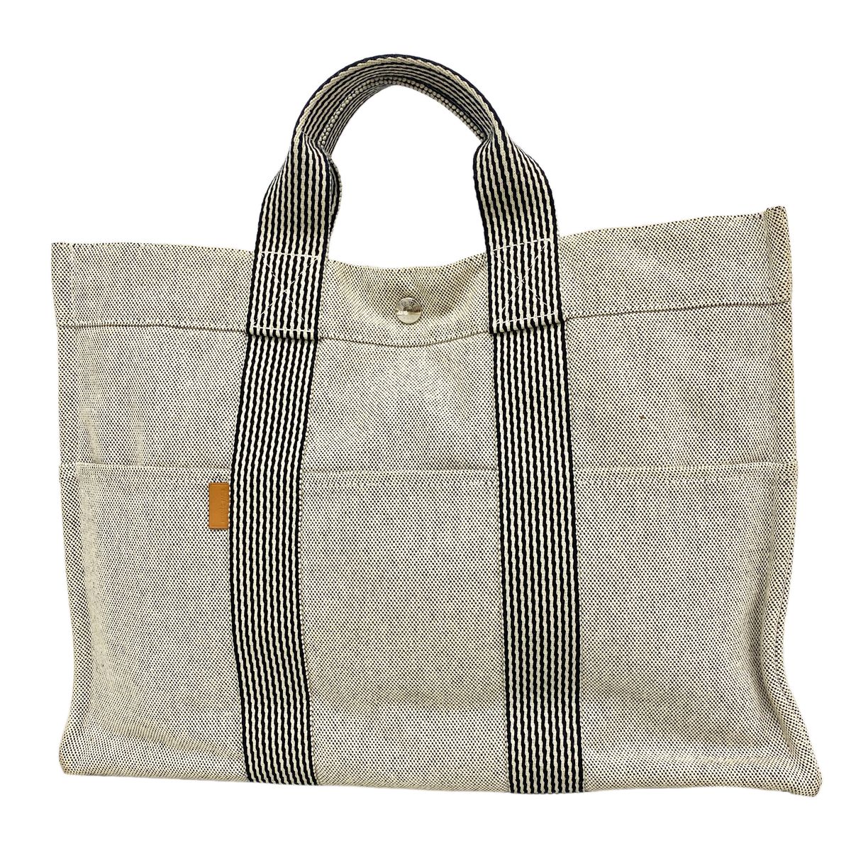 Hermes Tote New Fourre Tout MM Canvas Gray Silver
