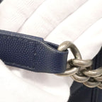 Chanel Shoulder Bag V-stitch Caviar Leather Navy Silver — view 8