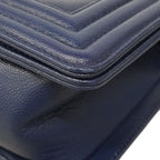 Chanel Shoulder Bag V-stitch Caviar Leather Navy Silver — view 6