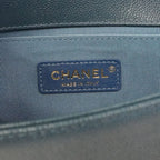 Chanel Shoulder Bag Boy Caviar Leather Steel Blue Gold — view 5