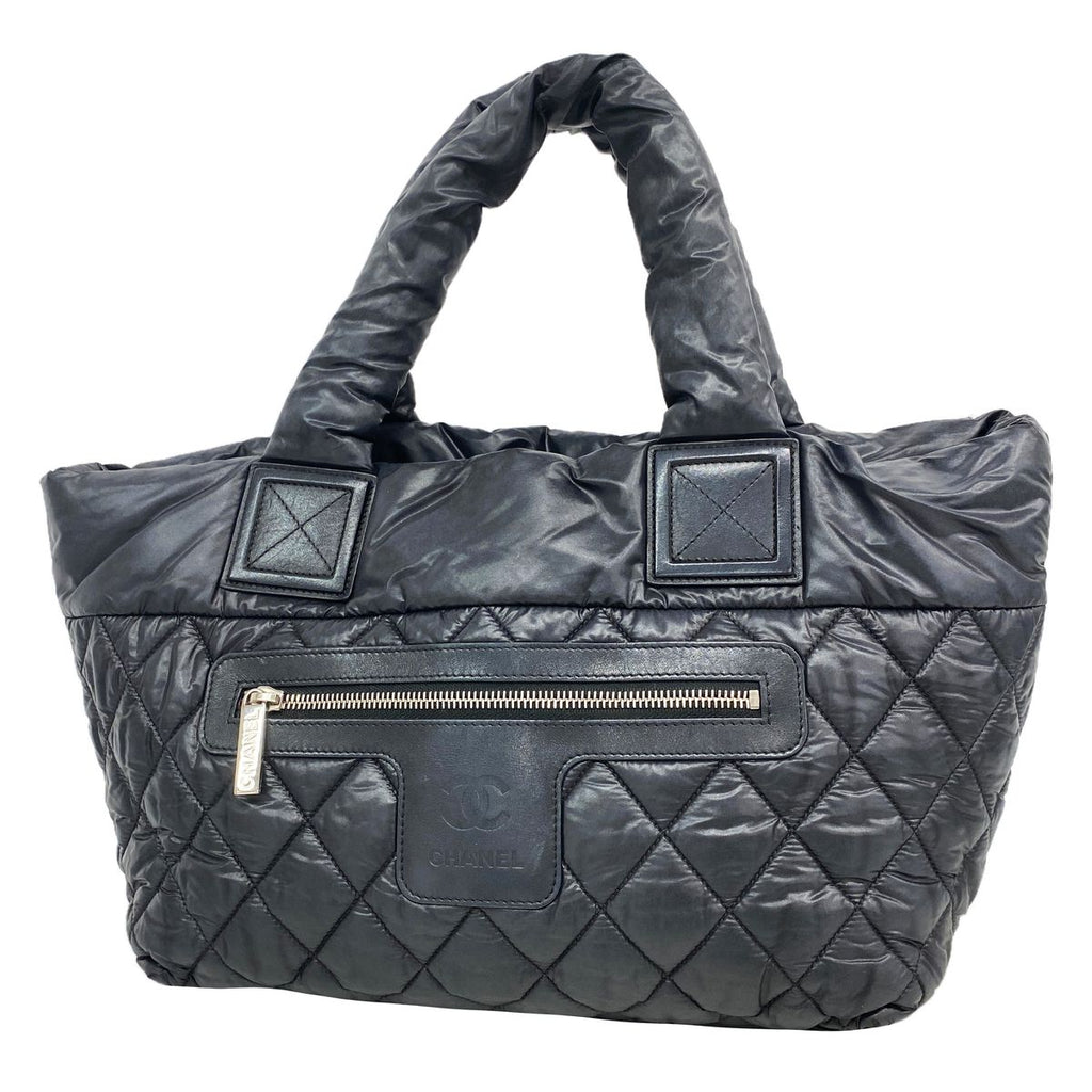 Chanel Tote Coco Cocoon Nylon Black Silver
