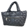 Chanel Tote Coco Cocoon Nylon Black Silver