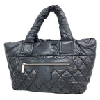 Chanel Tote Coco Cocoon Nylon Black Silver