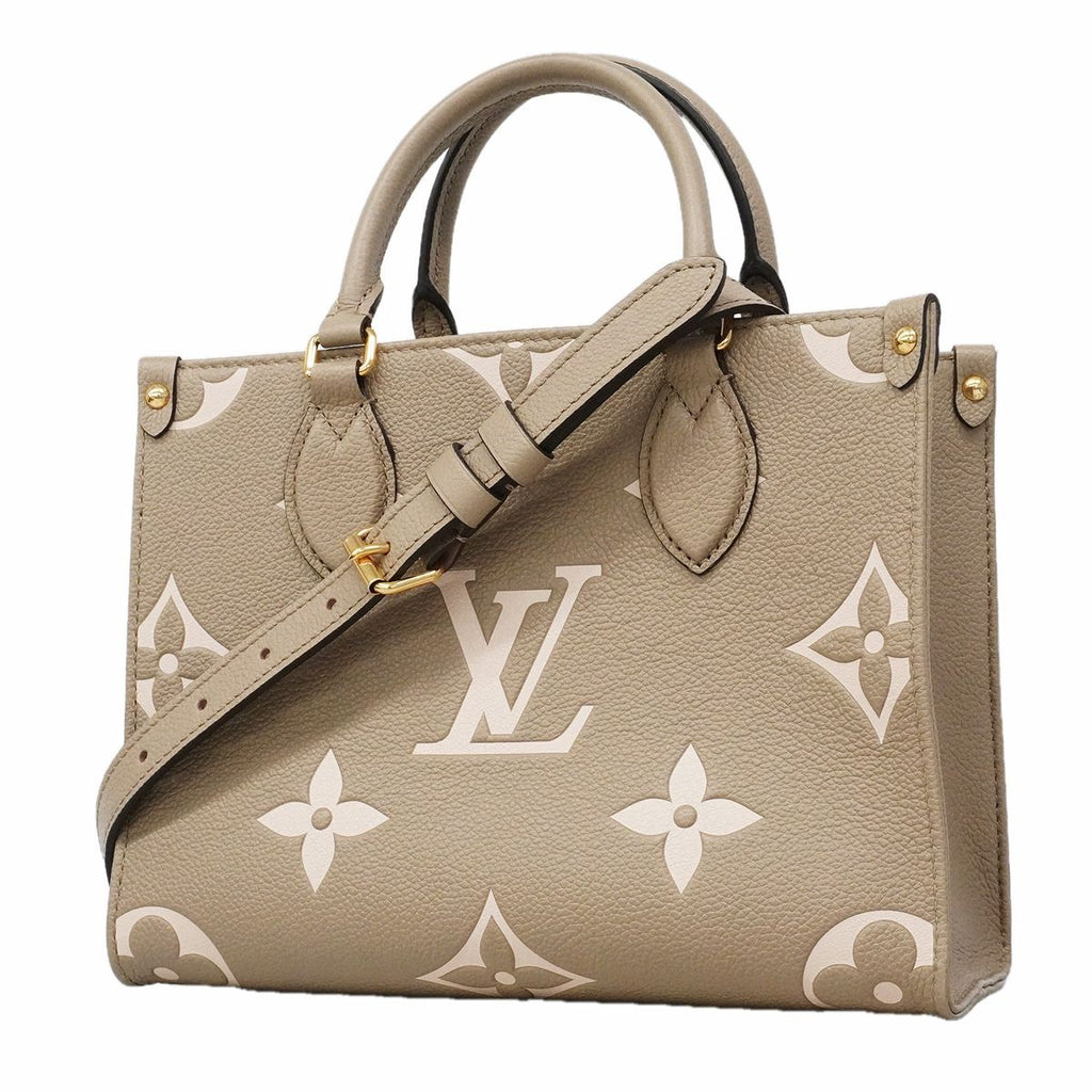 Louis Vuitton Handbag Monogram Empreinte Bicolor on the Go PM Tourterelle Cream