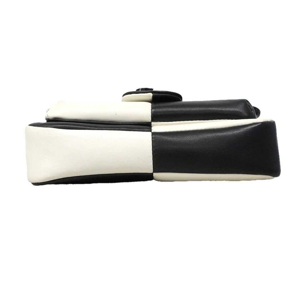 Chanel Shoulder Bag Bicolor Lambskin Black White Silver — view 3