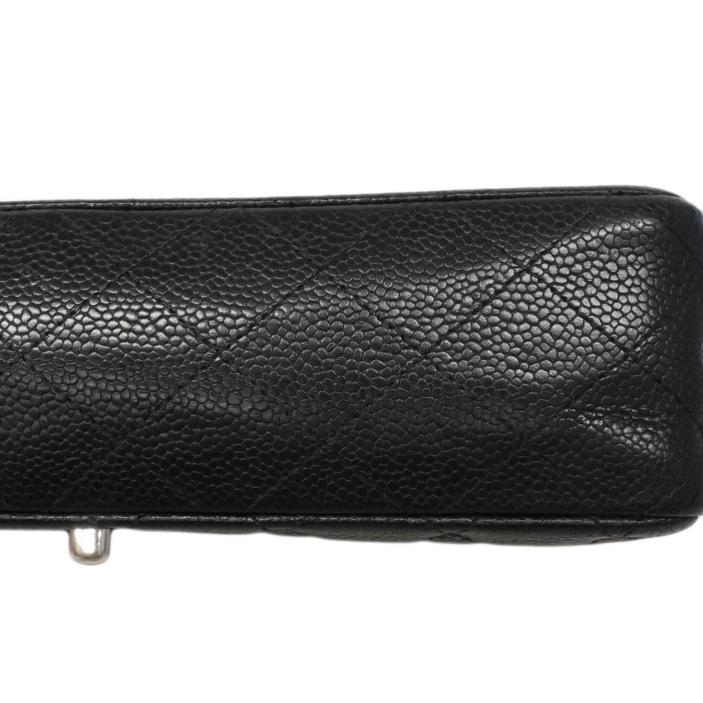 Chanel Shoulder Bag Quilted Caviar Leather Black Silver — view 7