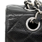 Chanel Shoulder Bag Quilted Caviar Leather Black Silver — view 6