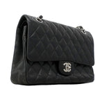 Chanel Shoulder Bag Quilted Caviar Leather Black Silver — view 2
