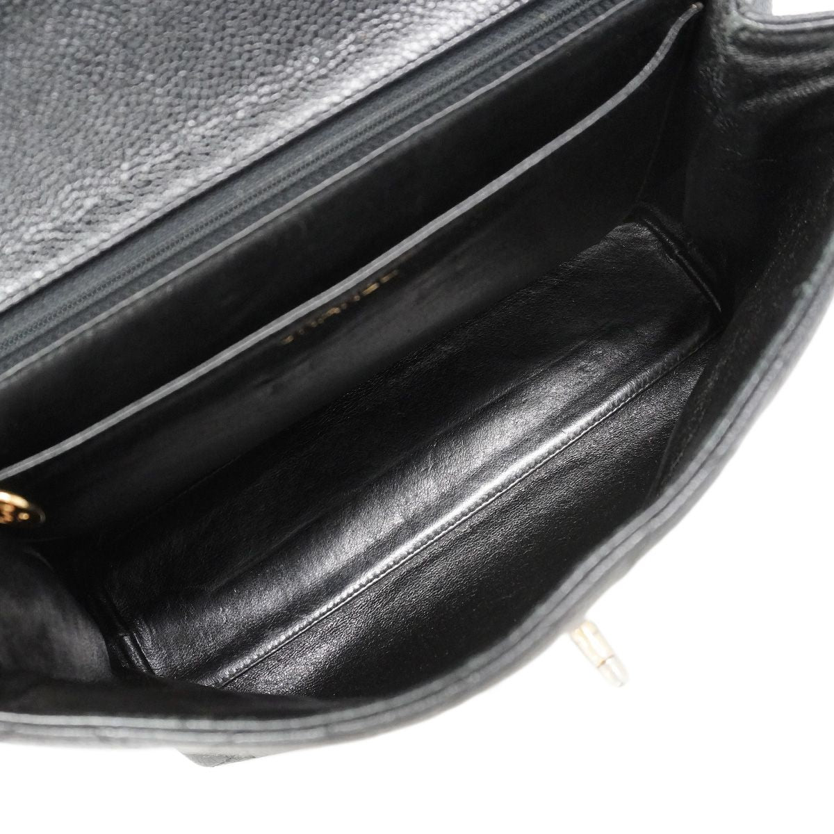 Chanel Handbag Quilted Caviar Leather Black Gold — view 4