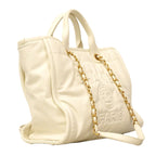 Chanel Tote Deauville Leather White Gold 2-Way — view 2