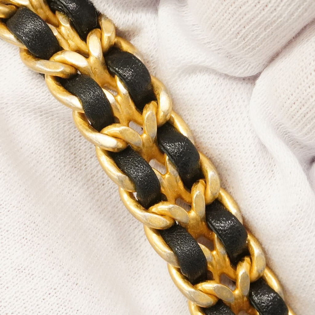 Chanel Shoulder Bag Mini Quilted Caviar Leather Black Gold — view 8