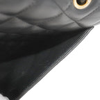 Chanel Shoulder Bag Maxi Quilted Lambskin Black Gold — view 8