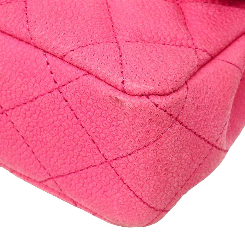 Chanel Shoulder Bag Quilted Caviar Leather Pink Silver — view 6