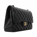 Chanel Shoulder Bag Maxi Quilted Lambskin Black Gold — view 2
