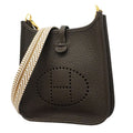 Hermes Shoulder Bag Evelyne TPM Taurillon Clemence Ebene Gold