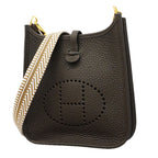 Hermes Shoulder Bag Evelyne TPM Taurillon Clemence Ebene Gold