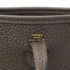 Hermes Shoulder Bag Evelyne TPM Taurillon Clemence Ebene Gold — view 5