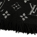 Louis Vuitton Logomania Scarf Shine Wool Silk Black — view 5