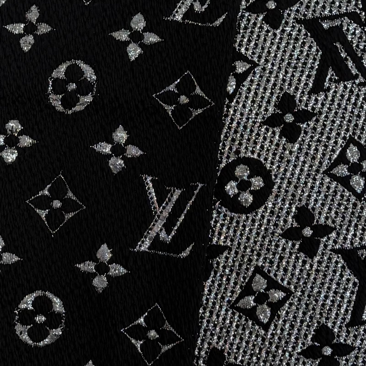 Louis Vuitton Logomania Scarf Shine Wool Silk Black — view 4