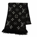 Louis Vuitton Logomania Scarf Shine Wool Silk Black