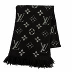 Louis Vuitton Logomania Scarf Shine Wool Silk Black