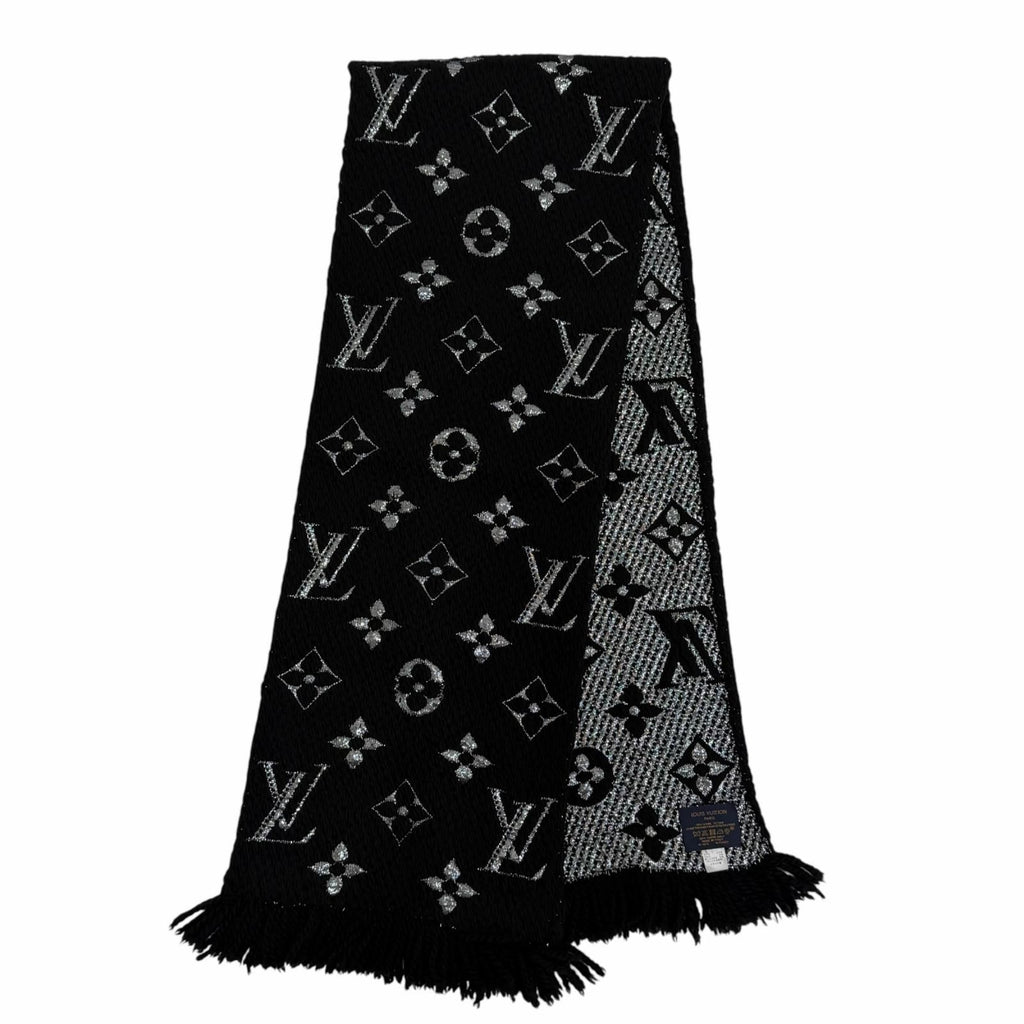 Louis Vuitton Logomania Scarf Shine Wool Silk Black — view 3