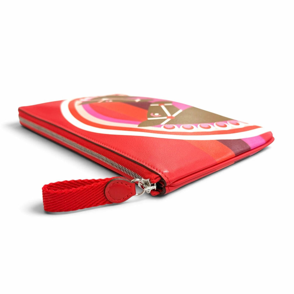 Hermes Carre Pocket Long Rainbow Love Veau Swift Rouge de Coeur Halzan Pouch — view 5
