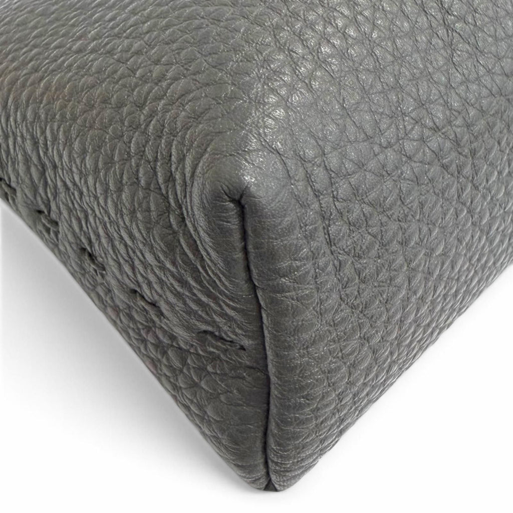 Fendi Selleria Logo Leather Pouch Makeup Dark Gray Silver — view 7