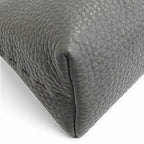 Fendi Selleria Logo Leather Pouch Makeup Dark Gray Silver — view 7