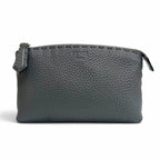 Fendi Selleria Logo Leather Pouch Makeup Dark Gray Silver