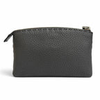 Fendi Selleria Logo Leather Pouch Makeup Dark Gray Silver — view 3