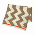 Hermes Ikat Electro Cashmere 100% Fringe Shawl Scarf Brown Ivory Orange