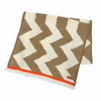 Hermes Ikat Electro Cashmere 100% Fringe Shawl Scarf Brown Ivory Orange