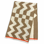 Hermes Ikat Electro Cashmere 100% Fringe Shawl Scarf Brown Ivory Orange — view 3