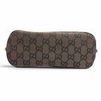 Gucci Vintage GG Canvas Leather Logo Plate Pouch Dark Brown Silver — view 5