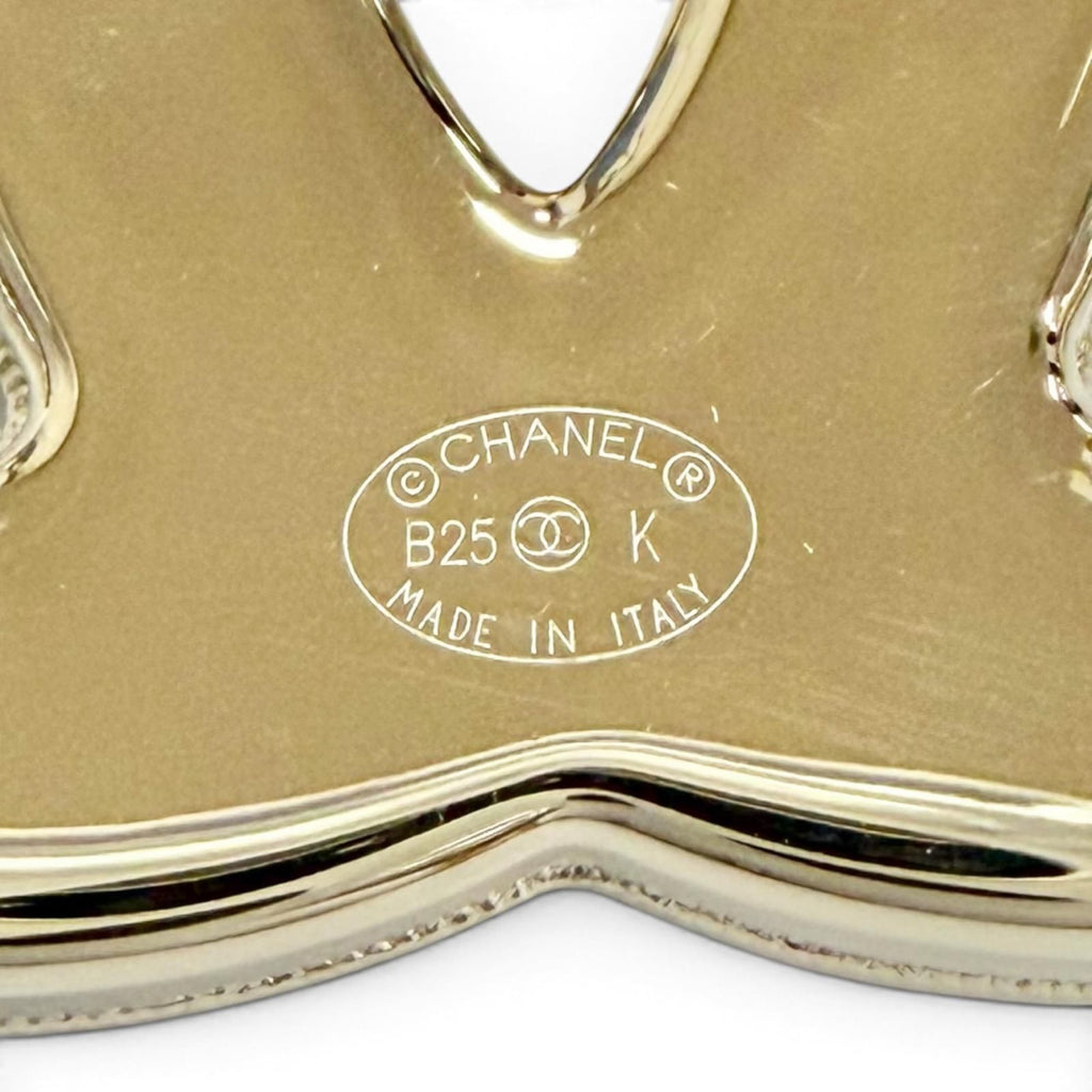 Chanel CC Logo Stitch Brooch Silver Gold Recommended — view 6